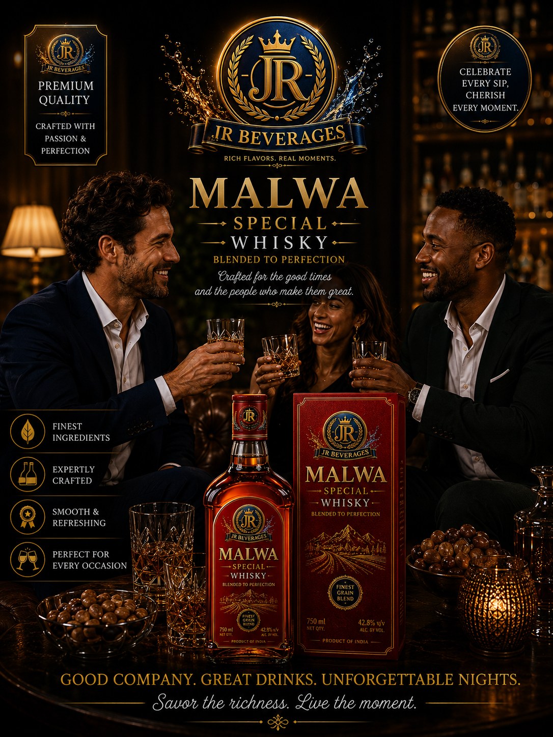 Malva Special Whisky bottle and box, blended to perfection